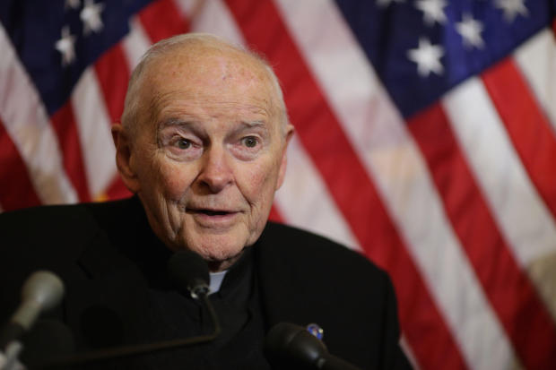 Then-Cardinal Theodore McCarrick speaks during a news conference with senators and national religious leaders at the U.S. Capitol, on Dec 8, 2015 in Washington, D.C. McCarrick was defrocked by the Church in 2019 over alleged sexual abuse.