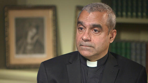 Monsignor Anthony Figueiredo is interviewed by CBS News in Rome, Italy, May 27, 2019.