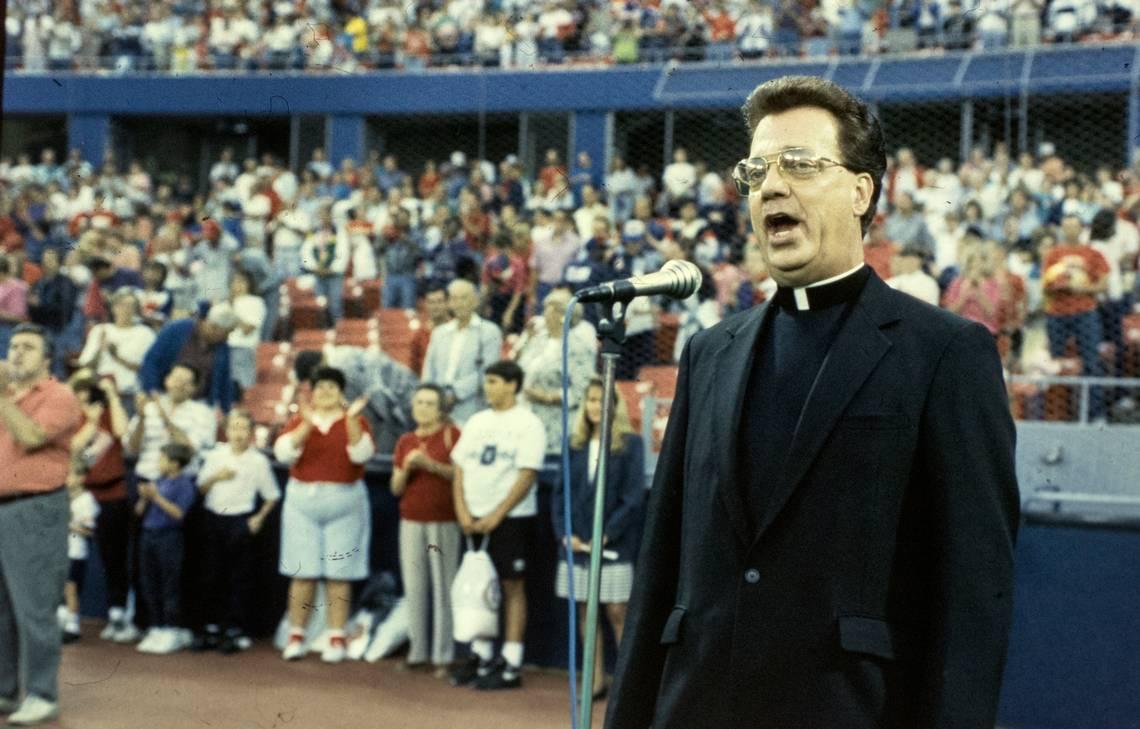 In August 1992, Monsignor Joseph R. Schwaegel of St. Peter's Cathedral in Belleville sang the National Anthem before the Cardinals game.