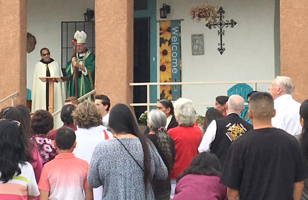Archbishop of Santa Fe John C. Wester blesses the new Monastery of San Juan Diego in Taos on Aug. 15. (Colleen Heild/Albuquerque Journal)