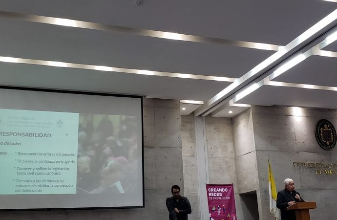 Archbishop Rogelio Cabrera, president of the Mexican Bishops' Conference, speaking in Mexico’s Pontifical University during a Nov. 6-8 seminar on abuse prevention in Latin America. (Credit: Ines San Martin/Crux.)