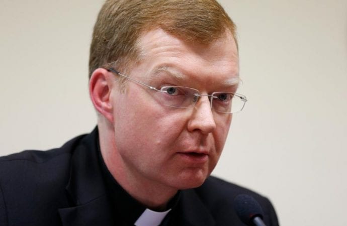 Jesuit Father Hans Zollner, a professor of psychology and president of the Center for Child Protection at the Pontifical Gregorian University in Rome, is pictured in a 2015 photo. (Credit: Paul Haring/CNS.)