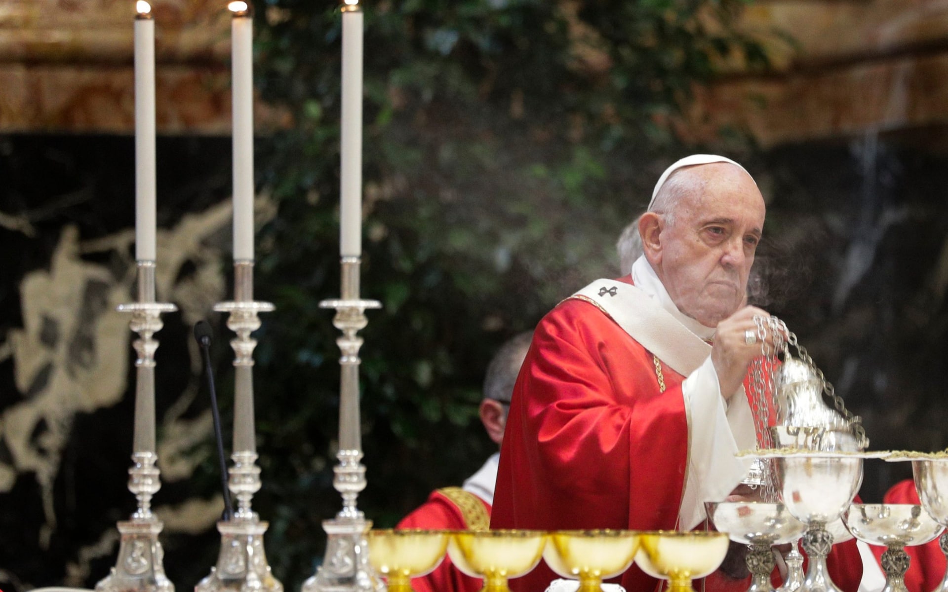 Pope Francis celebrates a Mass for cardinals and bishops who died in the past year, in St. Peter's Basilica at the Vatican, Nov. 4, 2019 CREDIT: AP