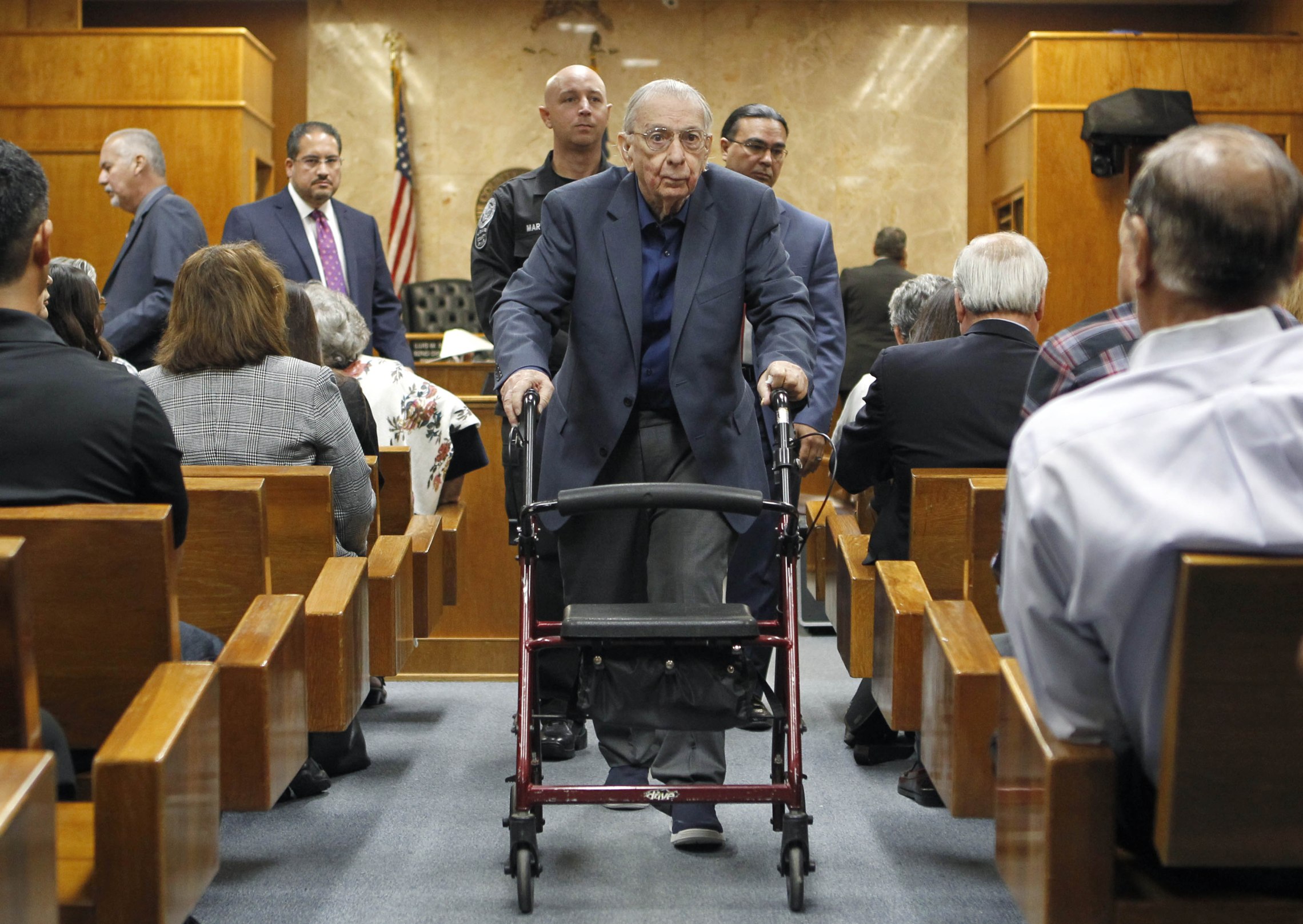 John Feit leaves the courtroom during a break in his murder trial on Nov. 30, 2017, in Edinburg, Texas. (Nathan Lambrecht/The Monitor/Pool via AP)