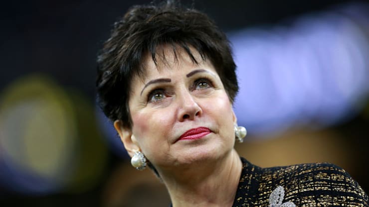 New Orleans Saints owner Gayle Benson stands on the field during a NFL game at the Mercedes Benz Superdome on December 08, 2019 in New Orleans, Louisiana.