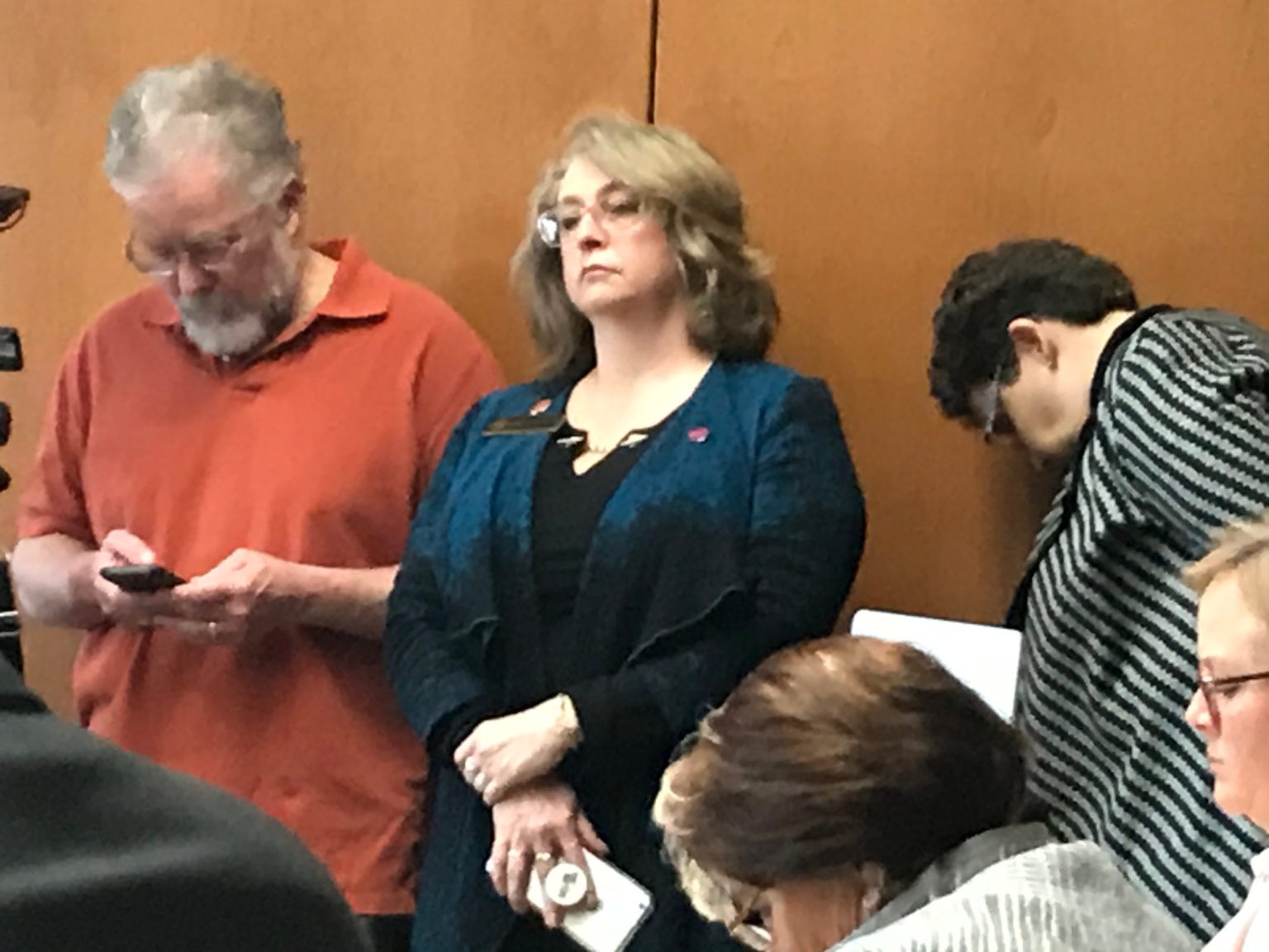 Rep. Debra Altschiller, center, the prime sponsor of House Bill 1586, which would eliminate the statute of limitations on sexual assault, listens to testimony Tuesday before the House Criminal Justice and Public Safety Committee.