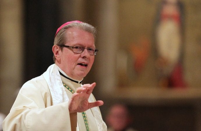 Bishop Edward B. Scharfenberger of Albany, N.Y., is seen in a Jan. 21, 2015, photo. Pope Francis has accepted the resignation of Bishop Richard J. Malone of Buffalo, N.Y., and named Bishop Scharfenberger as Buffalo's apostolic administrator. (Credit: CNS)
