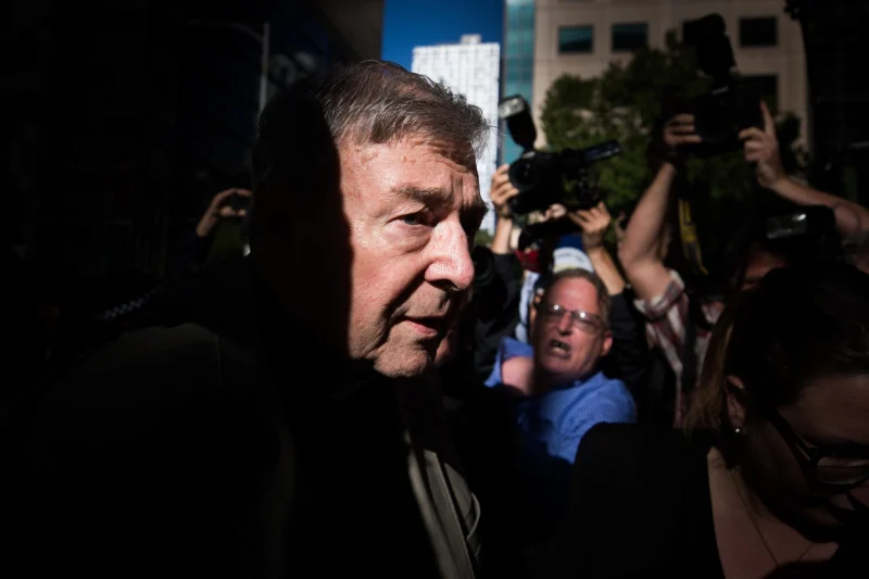 Cardinal George Pell arriving at the Melbourne County Court for sentencing last year.