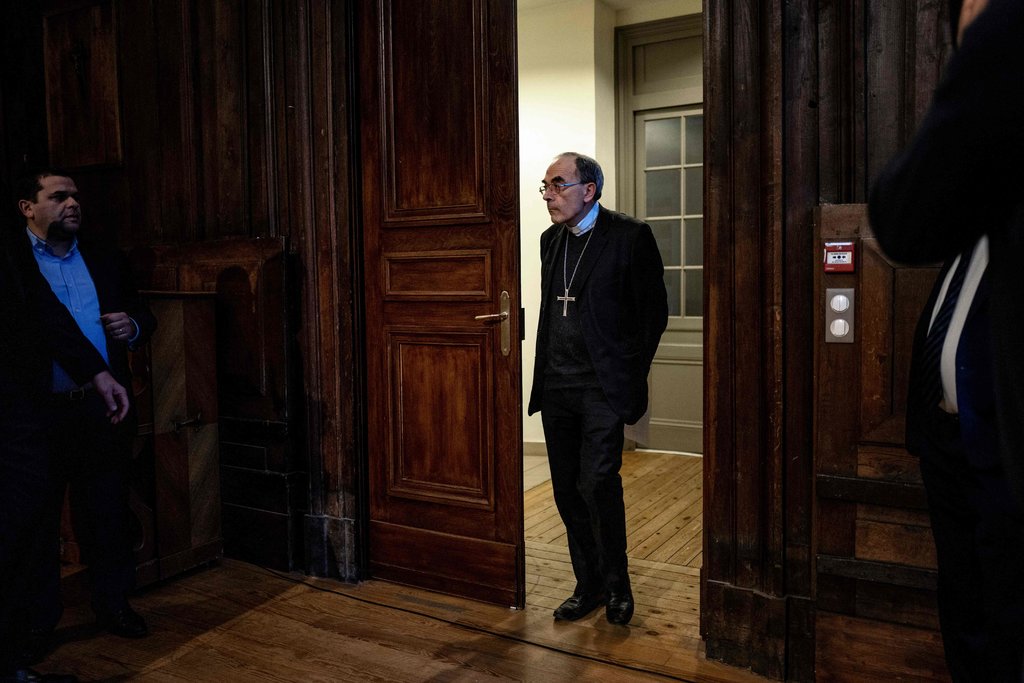 Cardinal Philippe Barbarin at a news conference in Lyon in January. Some of Mr. Preynat’s victims accused the cardinal of having failed to report the allegations to the authorities when they were brought to his attention.