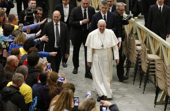 Pope Francis leads his general audience in Paul VI hall at the Vatican Jan. 29, 2020. (Credit: CNS)