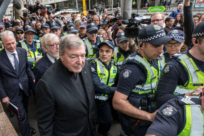 Cardinal George Pell arrives at Melbourne Magistrates Court in July 2017.