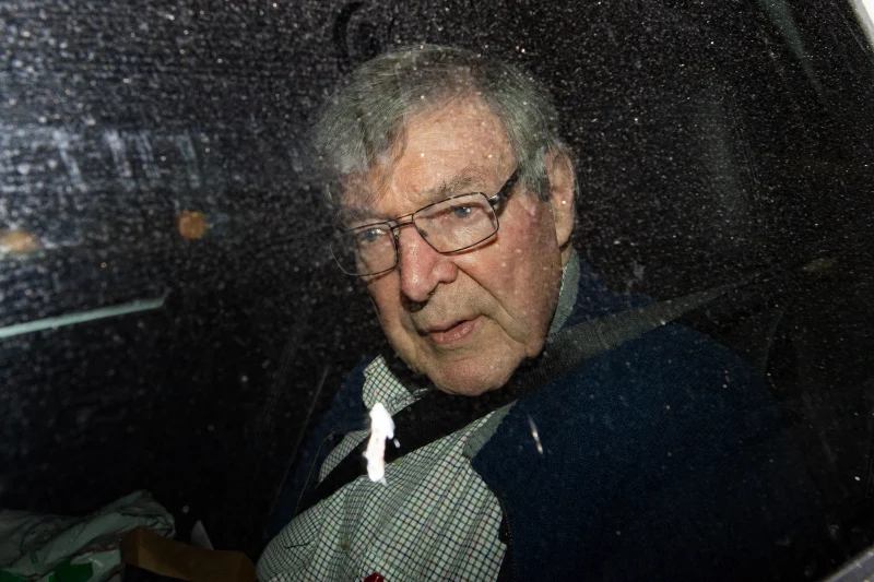 Cardinal George Pell arrives at the Seminary of the Good Shepherd in Homebush last week.