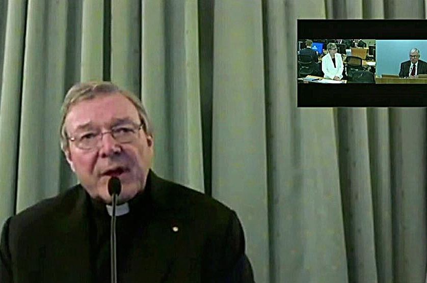 Cardinal Pell delivered part of his evidence to the royal commission via videolink from Rome.(ABC News)