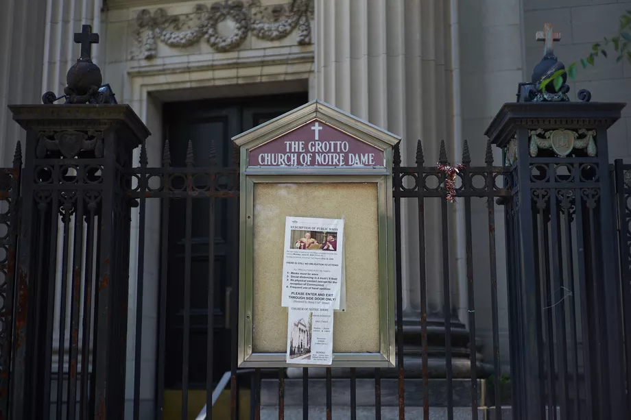 The Church of Notre Dame in Morningside Heights, July 29, 2020. Peter Senzamici/THE CITY