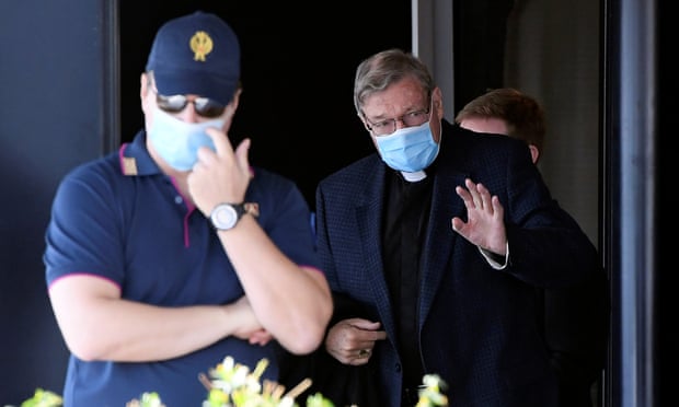 George Pell arrives at Rome’s Fiumicino airport for his first visit to the city since he was acquitted of child sexual abuse. Photograph: Alberto Lingria/Reuters