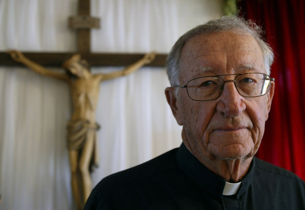 Catholic Bishop Leroy Matthiesen believed that even convicted abusers had a place in the priesthood. "We cannot in good conscience now wash them off our hands," he wrote in his book. When he met Father John Salazar, the priest had recently gotten out of prison in California and was staying at a church-run treatment center for accused abusers. (Richard Michael Pruitt / Dallas Morning News) More photos