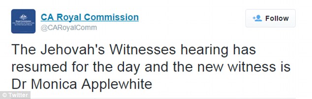 Dr Monica Applewhite, a US-based consultant specialising in child abuse response and prevention, was employed by Watchtower Australia, the legal entity of the Jehova's Witness church