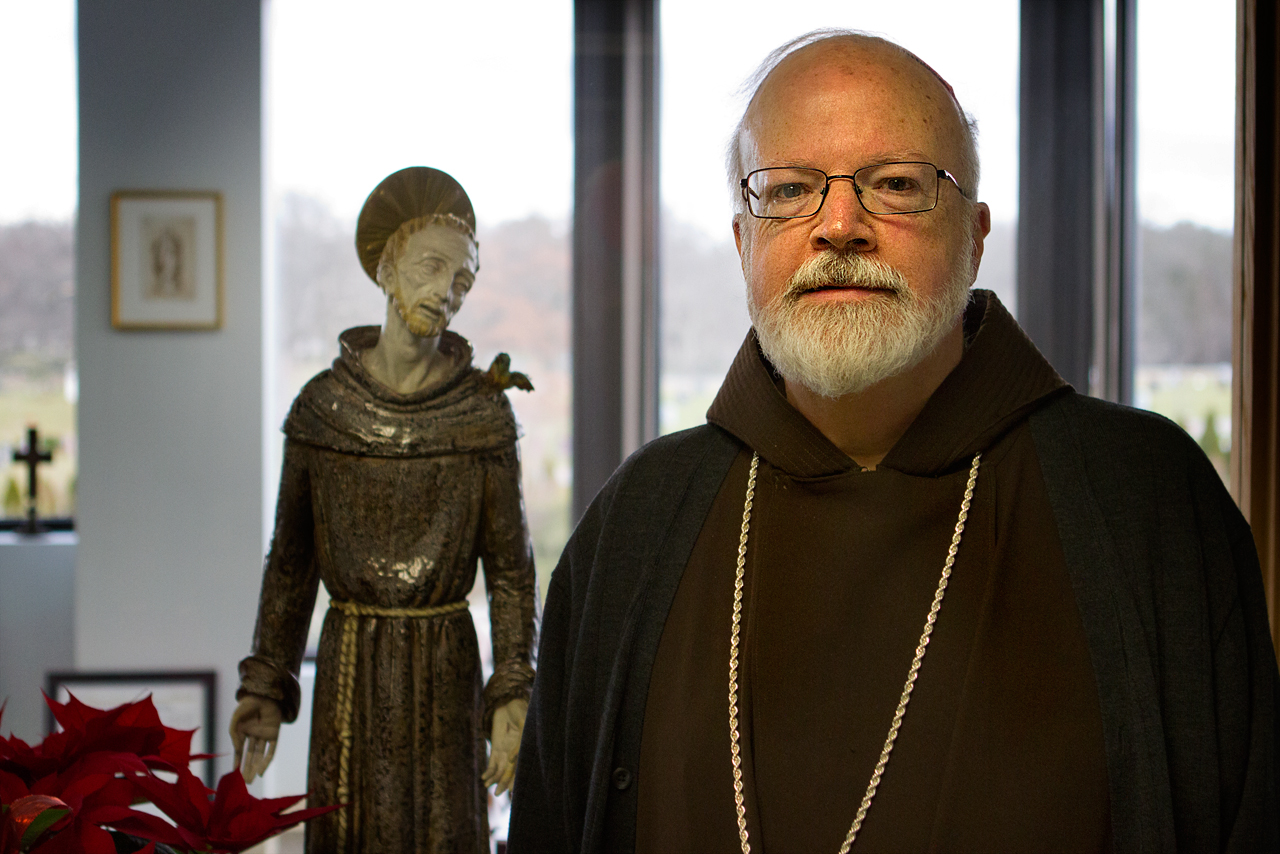 Cardinal Sean O'Malley at the archdiocese offices in Braintree