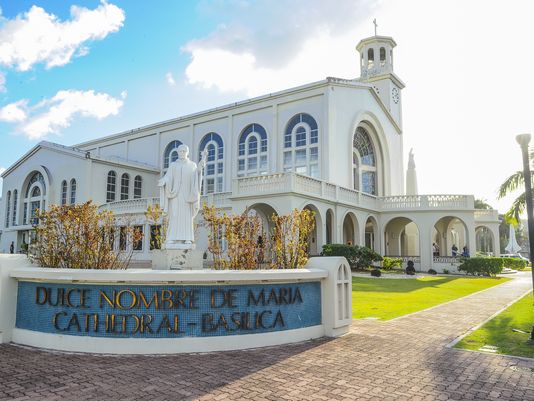The Dulce Nombre de Maria Cathedral-Basilica in Hagatna as shown in 2014.