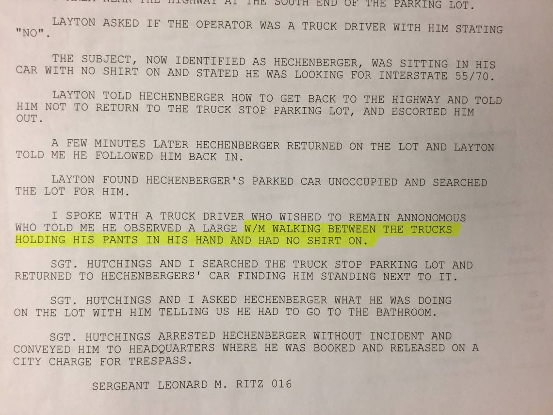 Hechenberger was charged with trespassing at a truck stop in Madison in 2004.
