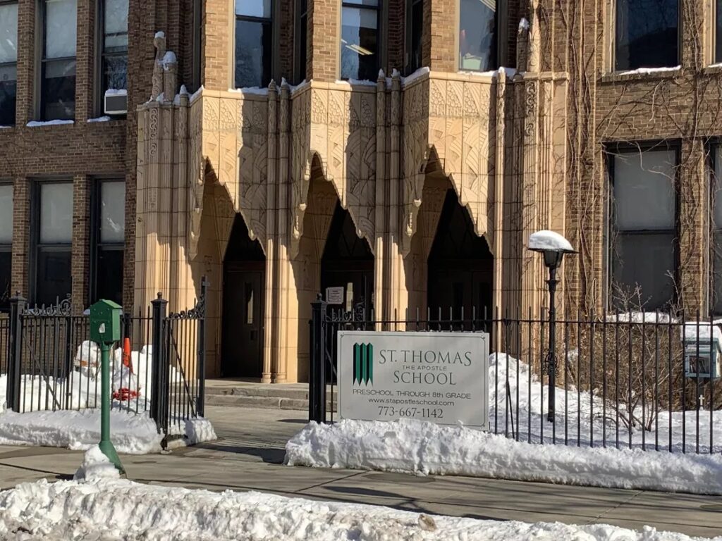 The St. Thomas the Apostle School, which is around the corner from St. John Stone Friary, an Augustinian monastery in Hyde Park that over the last two decades has housed two priests previously accused of molesting kids elsewhere. Robert Herguth / Sun-Times