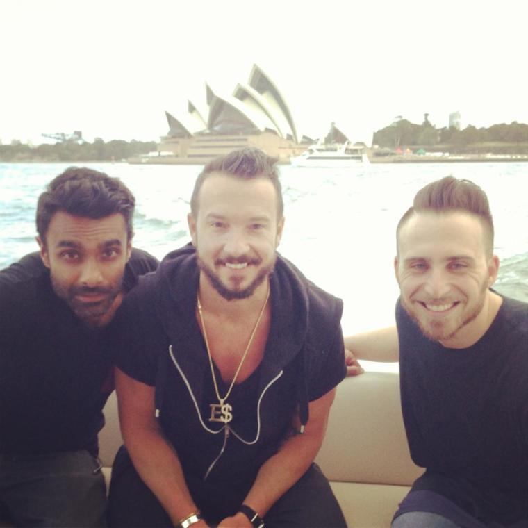 Chrishan Jeyaratnam (L) with former Hillsong Church lead pastor, Carl Lentz (C). | Facebook/Chrishan Jeyaratnam