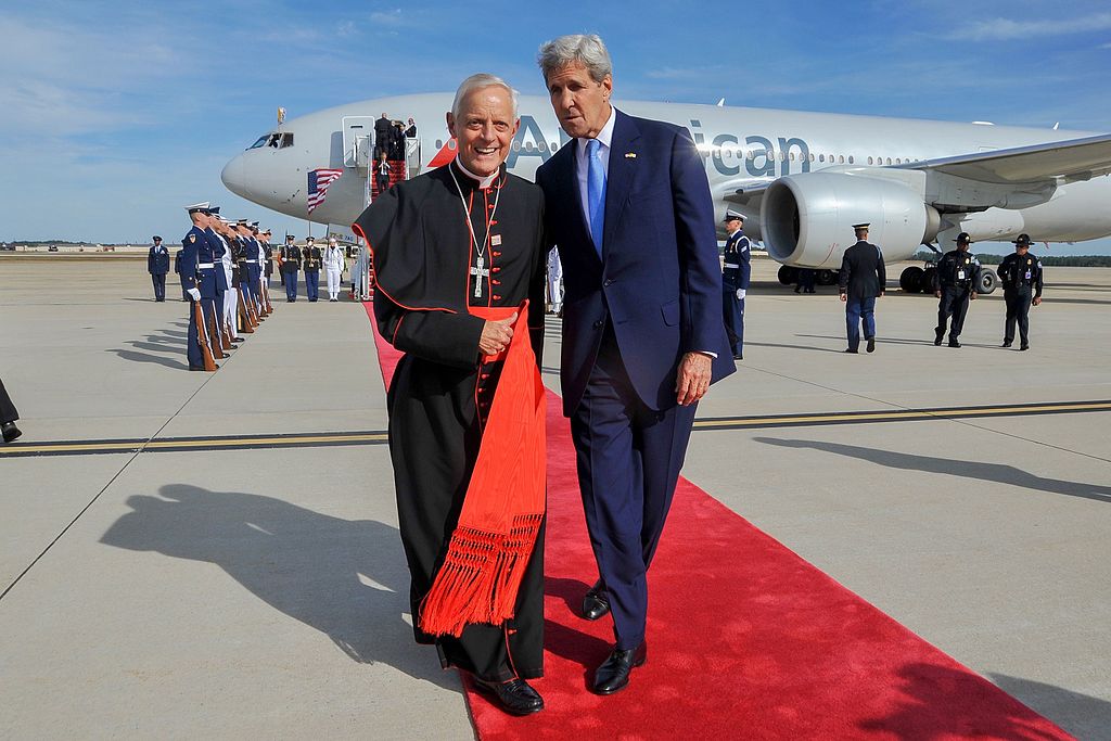 Cardinal Wuerl with Secretary of State John Kerry in 2015.