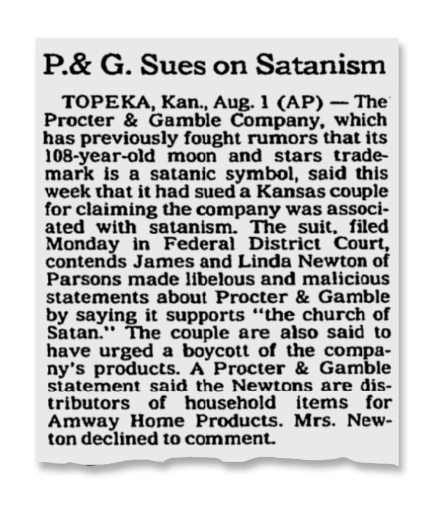 P&G Sues on Satanism