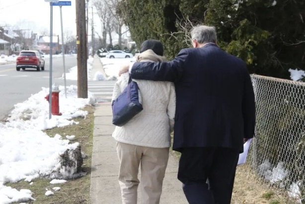 The mother of a victim of alleged childhood sex abuse by the Rev. Kevin Gugliotta leaves a March 2019 press conference with her attorney Gregory Gianforcaro, across the street from the St. Bartholomew Roman Catholic Church in Scotch Plains where the alleged abuse occurred. Chris Pedota, NorthJersey.com-USA Today Network