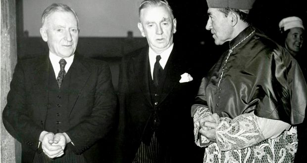 Gen Richard Mulcahy, minister for education, taoiseach John A Costello andJohn Charles McQuaid, Archbishop of Dublin, at the opening of Our Lady’s Hospital for Sick Children Crumlin, in 1956. Photograph: Eddie Kelly