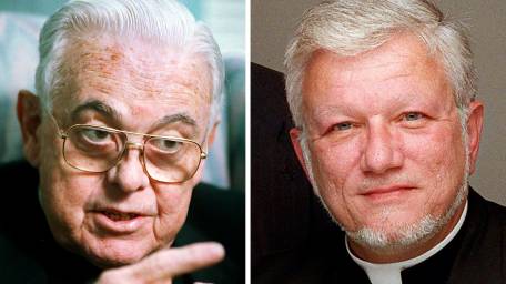 Bishop John McGann, left, is shown in June 1996, and Monsignor Alan Placa, right, is shown in October 1997. Credit: Newsday / Jim Peppler, Dave Pokress