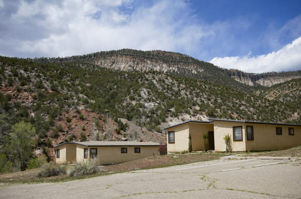 Lodging units at the Fitzgerald Retreat and Renewal Center, near Mary, Mother of Priests Catholic Church in Jemez Springs. Opened in 1947, the Paracletes’ properties appear to be mostly empty. There may be as few as two priests and one brother there. One building north of town is for sale. But plaques, signs and other items reveal a time when the Servants of the Paraclete was a big, if reclusive, organization in town. Matt Dahlseid / The New Mexican