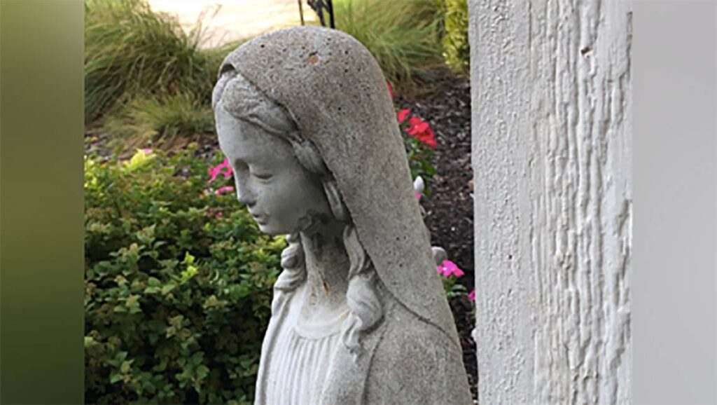 Sister Jeanne Christensen and a friend rescued this statue of the Virgin Mary from the abandoned former Kansas City home of the Sisters of Mercy convent and St. Agnes Academy.