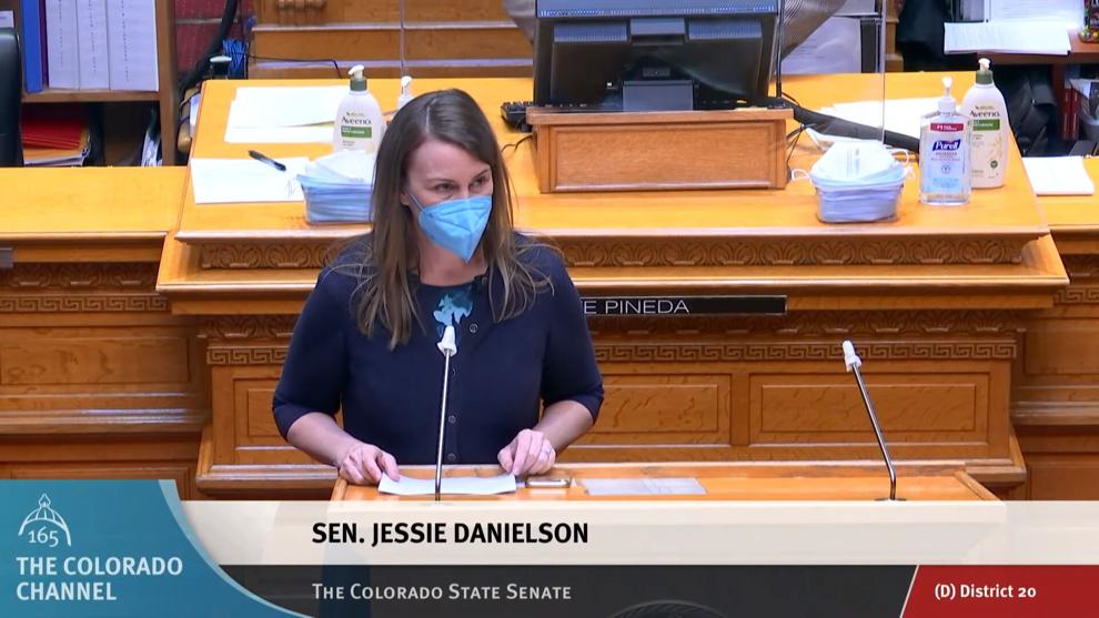 Sen. Jessie Danielson, D-Wheat Ridge, speaks to Senate Bill 88, which would allow past victims of childhood sex abuse to sue their perpetrators or institutions, on May 12, 2021.