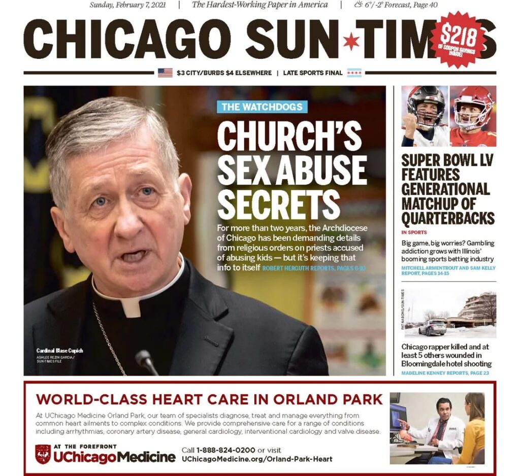 Chicago Sun-Times, front page, February 7, 2021