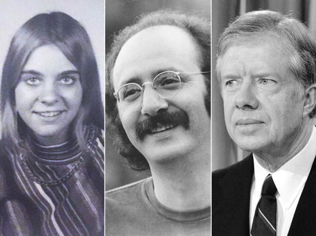 From left to right: Barbara Winter at 15 years old; Peter Yarrow poses for a portrait in 1975; and President Jimmy Carter before an Oval Office address in 1980. (Courtesy of Barbara Winter; Michael Ochs Archives / Getty Images; AP / Barry Thumma) (Courtesy Barbara Winter, Michael Ochs Archives / Getty Images, Barry Thumma / AP)