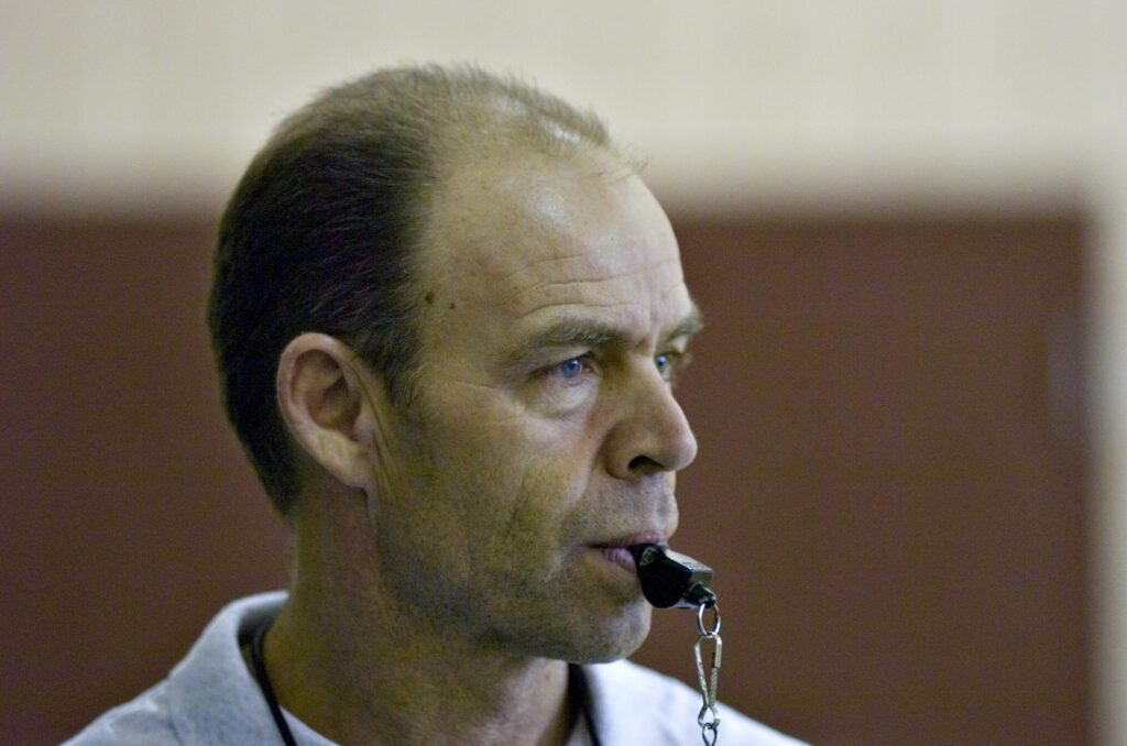 Dan Charcholla of Chili, referees a basketball game on January 31, 2008 at DePaul, at not-for-profit agency where he has worked for 27 years.   File Photo / Will Yurman