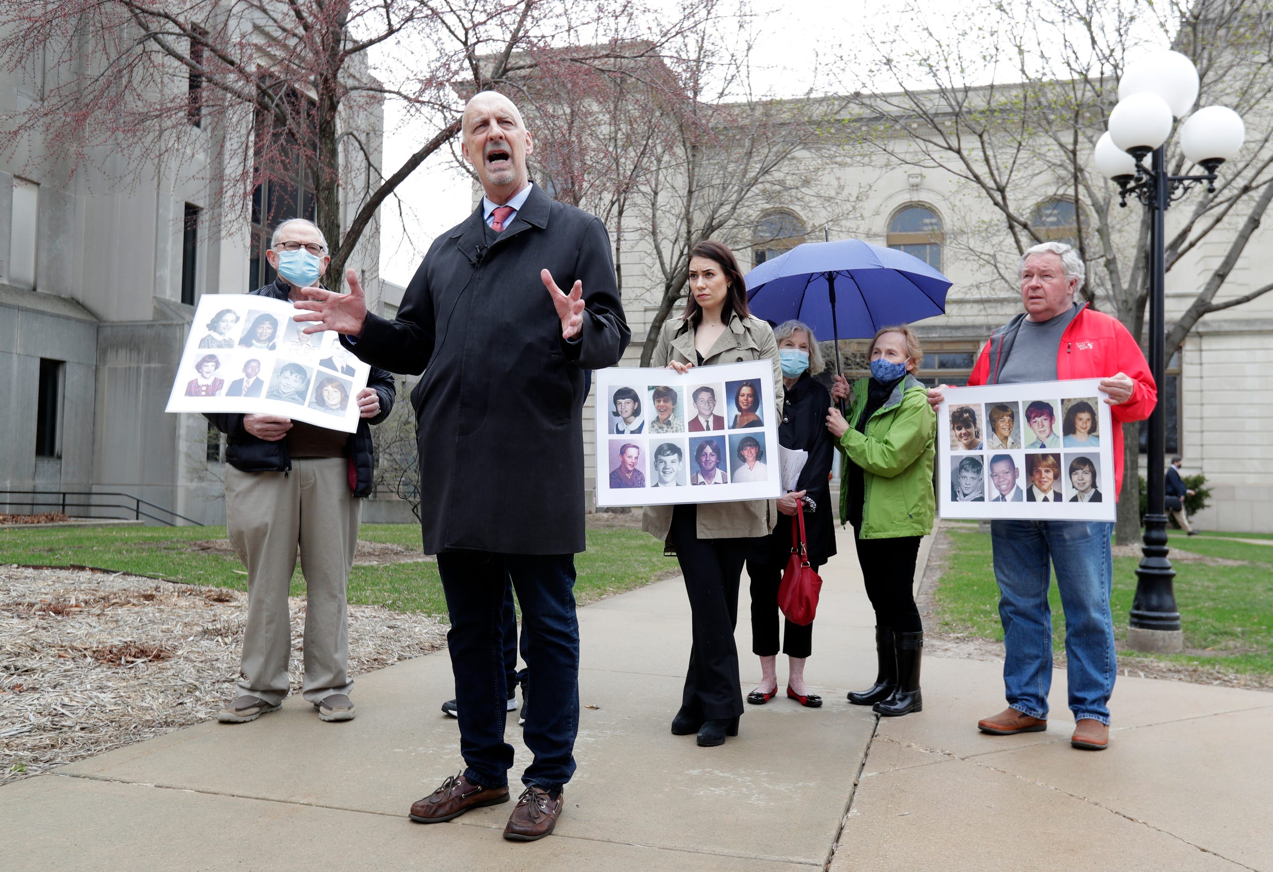 Peter Isely, program director of Nate’s Mission, speaks outside the Brown County District Attorney's office on April 8, 2021, to advocate for reopening a sex abuse case against a priest with known offenses and ties to St. Norbert Abbey. Show less. Sarah Kloepping / USA Today Network-Wisconsin