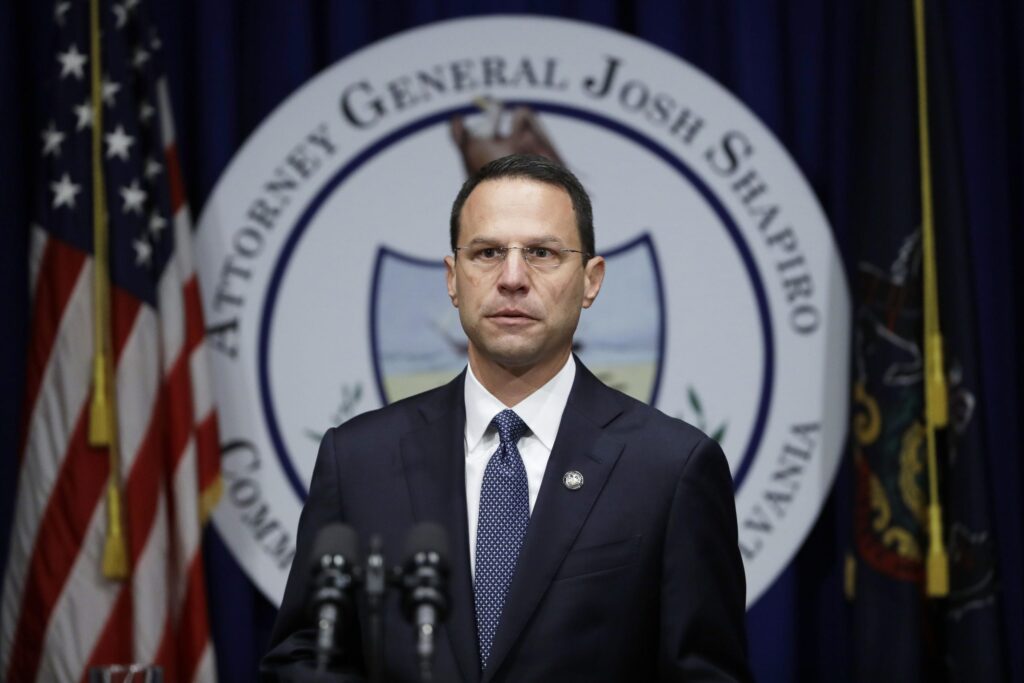 At a news conference in Harrisburg on Aug. 14, 2018, Pennsylvania Attorney General Josh Shapiro comments on his office's grand jury report on clergy sexual abuse in the Roman Catholic Church statewide.  Show less. File photo / Associated Press