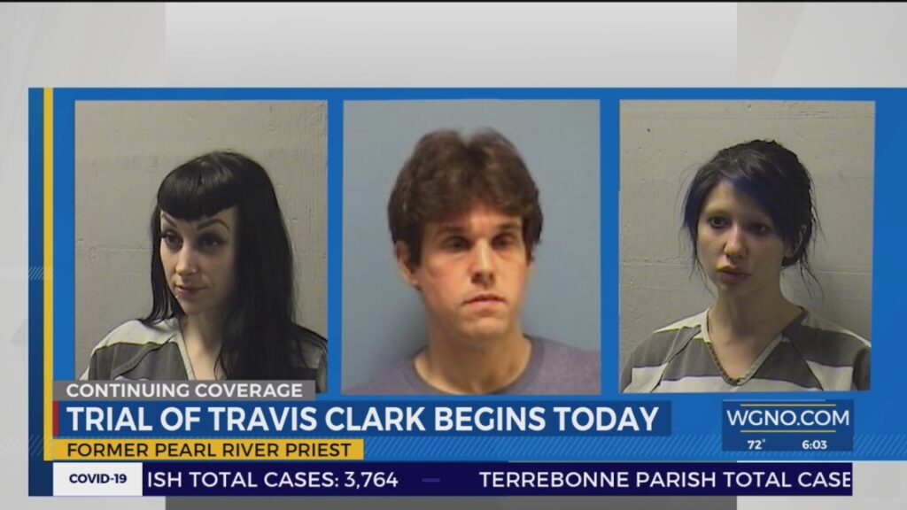 These are the three who stand trial today, Father Clark (middle), on the left is Mindy Dixon, 41, and to the right Melissa Cheng, 28. They’re facing criminal charges in St. Tammany Parish.