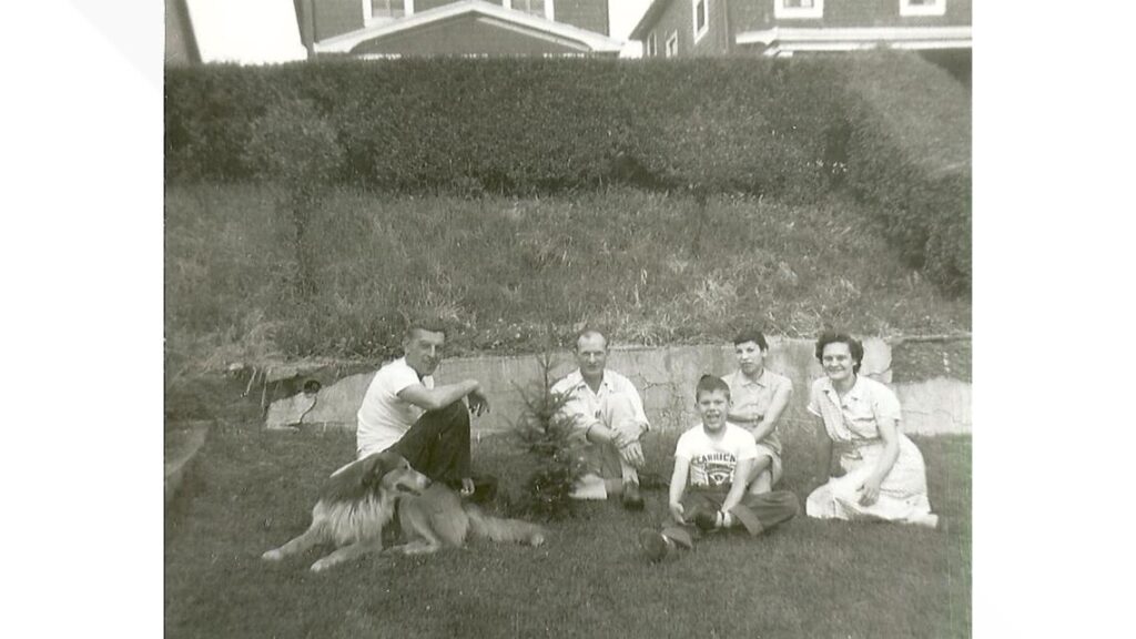 Courtesy Harriet Dudich Bobby Bizup with his parents and aunt and uncle during a visit to Pittsburgh in 1956.