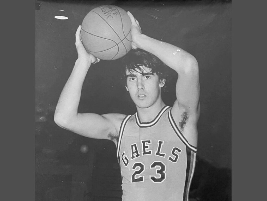 Fran O’Connell was a star basketball player at the former Holyoke Catholic High School during the 1970s. He is shown here during the 1975-1976 season. (Photo courtesy of Fran O'Connell)