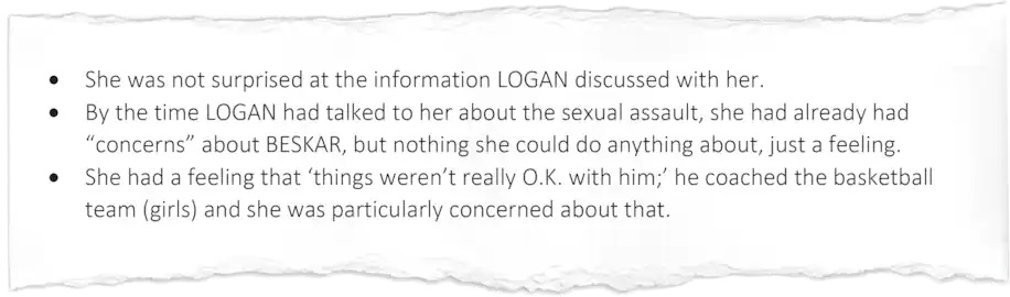 From the detective’s summary of her Feb. 8 interview with Penny Arndt, the former dean of girls at Trinity School at River Ridge. (Eden Prairie Police Department via Katie Logan)