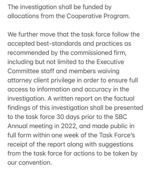 Grant Gaines motion to investigate the SBC Executive Committee's mishandling of sexual abuse cases, posted on Twitter by Ronnie Parrott, part 2.