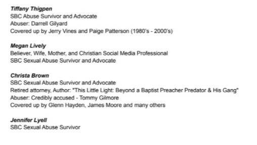 SBC sexual abuse survivors joint statement, as posted on Twitter by Jules Woodson, page 2.