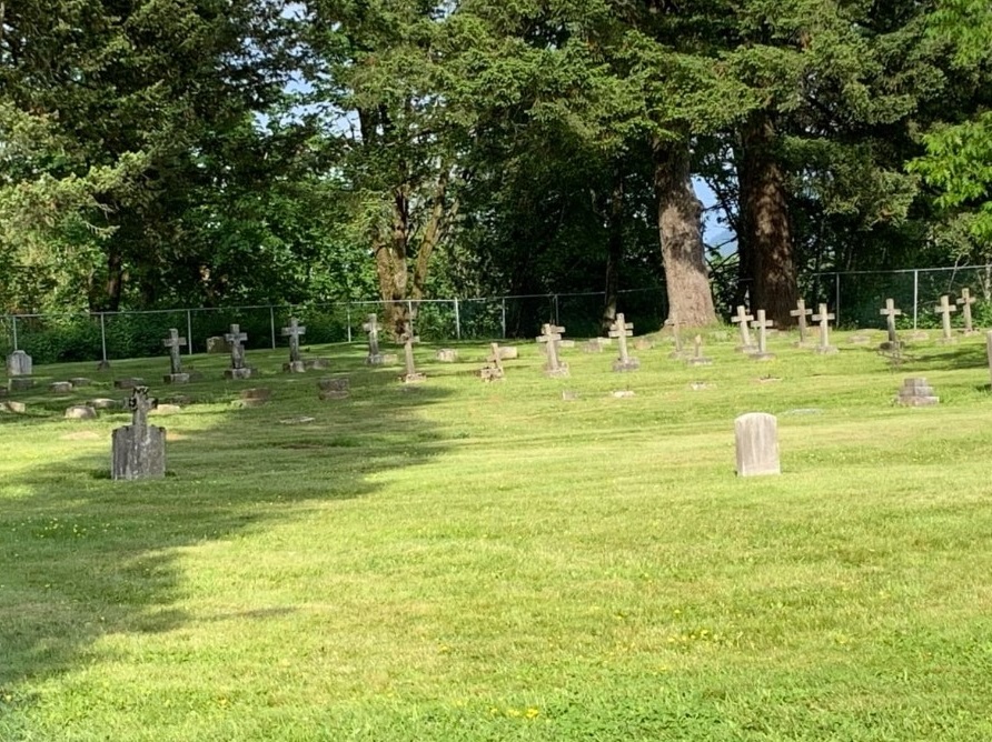 This is the St. Mary's residential school cemetery. The National Student Memorial Register names 21 children who died at the school, but none of Bronwyn's relatives are listed on it. (Submitted by Bronwyn Shoush)
