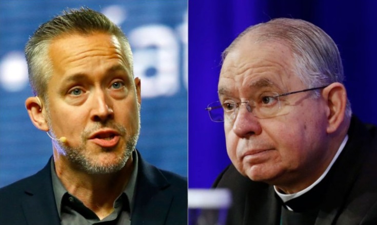 Southern Baptist Convention President J.D. Greear, left, and U.S. bishops' conference president Archbishop Jose Gomez. (RNS and AP)