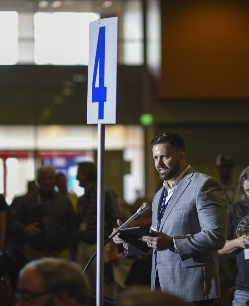 Grant Gaines, pastor of Belle Aire Baptist Church in Murfreesboro, Tenn., presented a motion calling for a task force to oversee a third-party investigation into allegations of mishandling abuse claims at the SBC Executive Committee. Photo by Karen McCutcheon