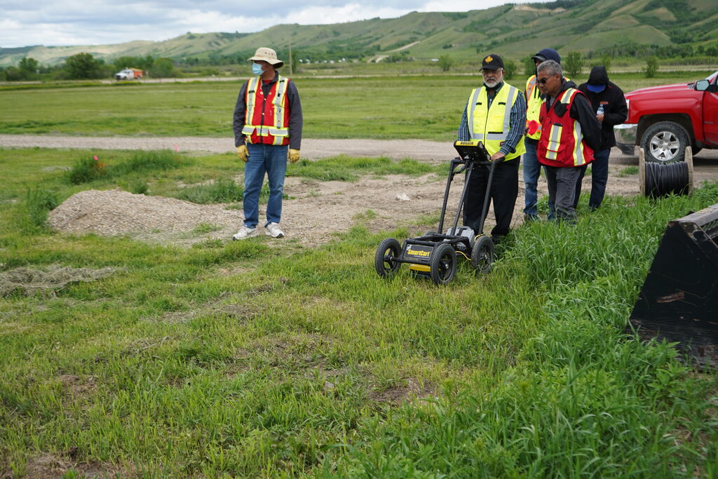 Search teams using a ground-penetrating radar on a grave site near the former grounds of Marieval Indian Residential School in Saskatchewan. Credit...Federation of Sovereign Indigenous Nations