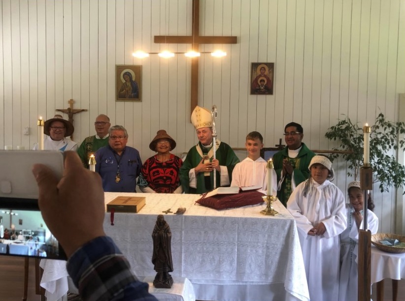 Archbishop Miller visiting a church in a First Nations community.